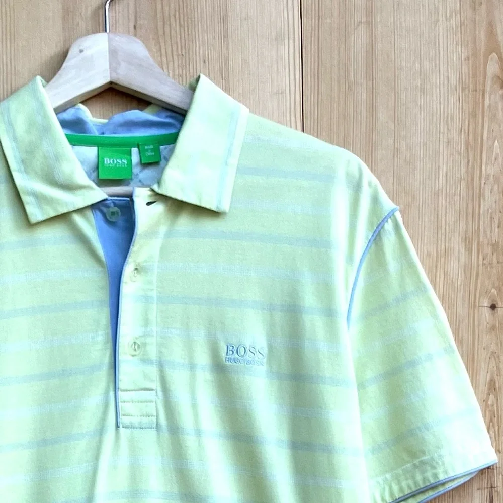 Hugo Boss Polo Lemon Yellow Shirt Sz Large FREE SHIPPING - Picture 1 of 7